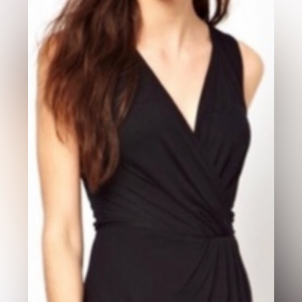 CAbi 497 black after five faux wrap dress size XS